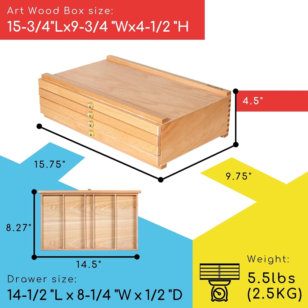 Storage Box, 4-Drawer Wood