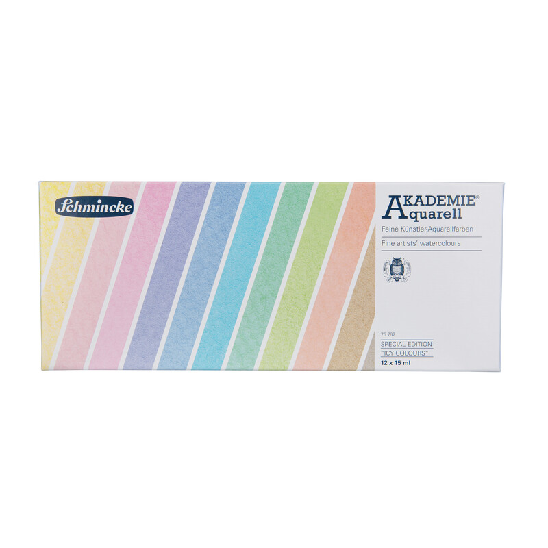 Schmincke, Akademie Aqua boxes, "Icy colours" Cardboard set 12 x 15 ml