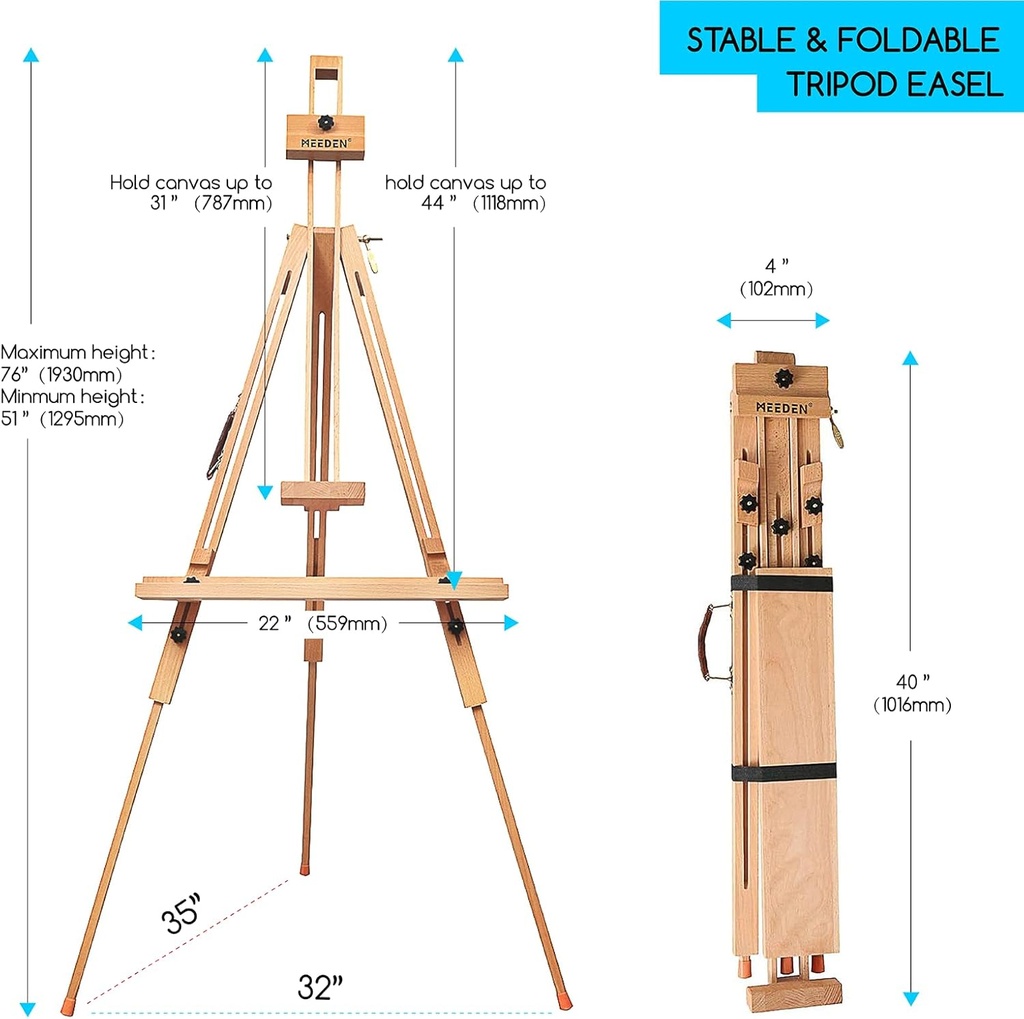 Easel, Tripod Field Painting Easel with Carrying Case