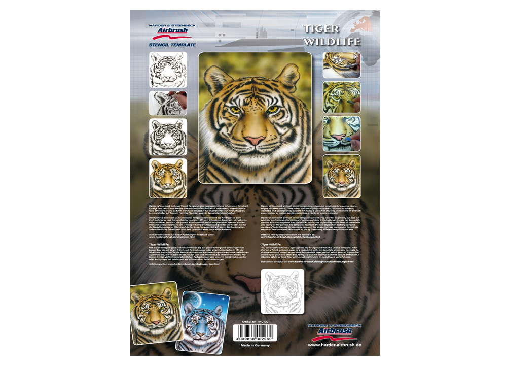 [HA-410130] Harder Airbrush, Stencil, Template Tiger Wildlife