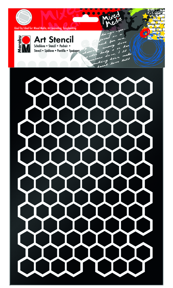 [MA-028500003] MARABU, Art Stencil, DIN A4, Honeycomb