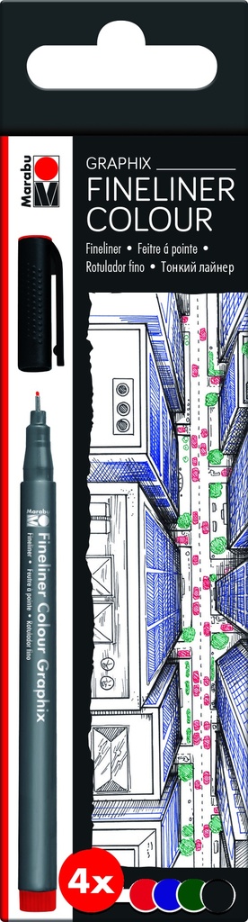 [MA-0146000000102] Marabu, Graphix, Fineliner Colour 4pc SKYLINE