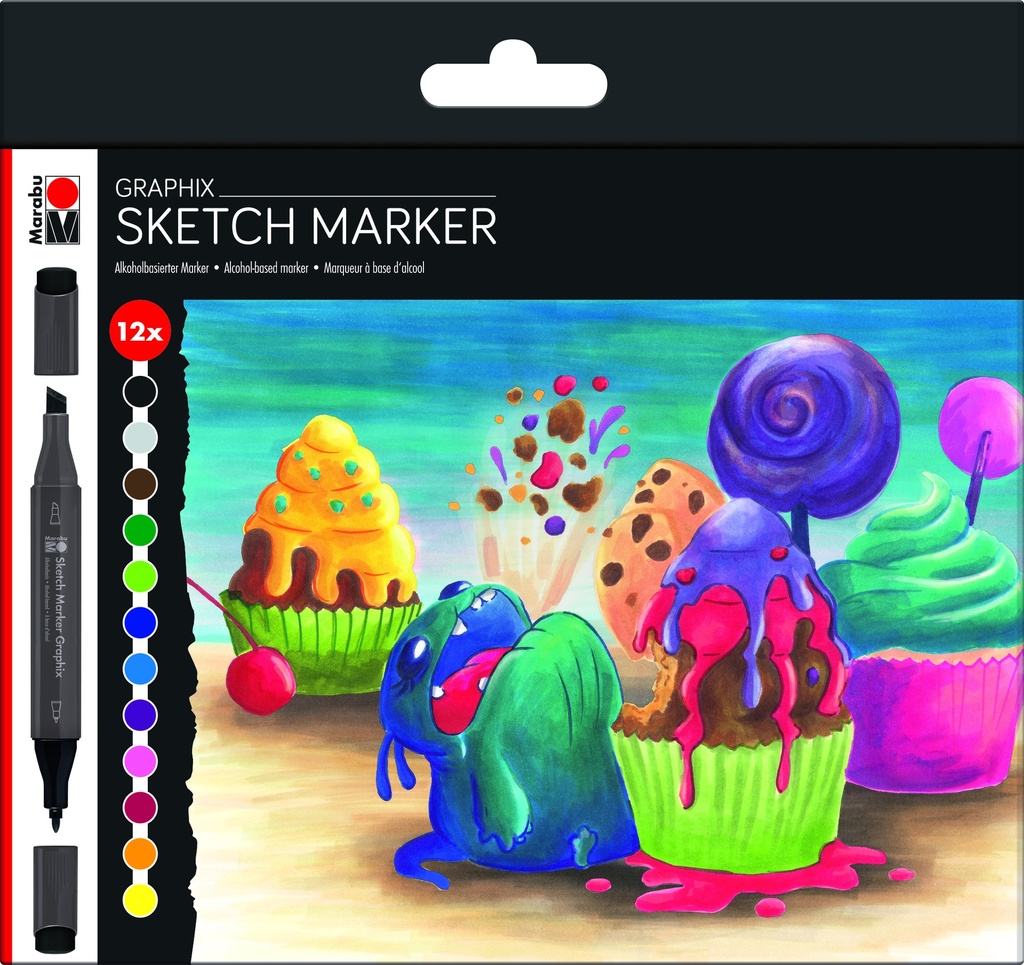 [MA-0148000000100] Marabu, Graphix, Sketch Marker, 12pc SUGARHOLIC