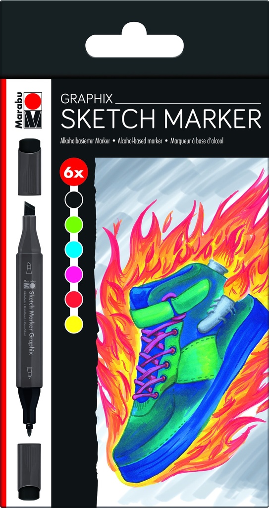 [MA_0148000000102] Marabu, Graphix, Sketch Marker 6pc (Heat)